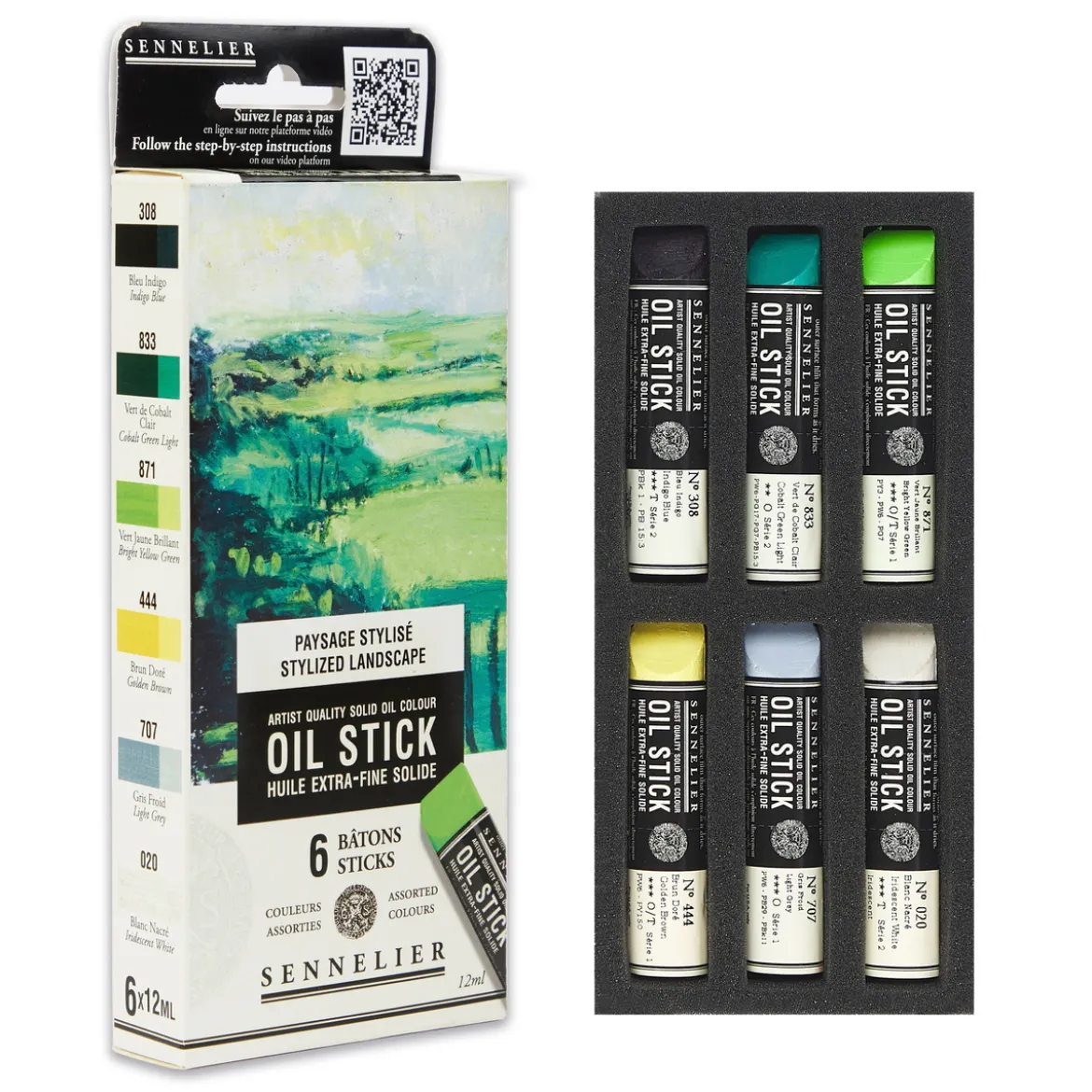 Sennelier Oil Stick Mini Stylized Landscape, 6‑pakning oljekritt à 12 ml