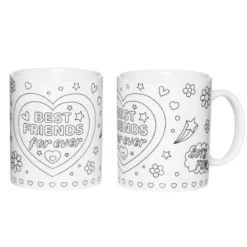Sett med 2 stk. umalte krus – BFF = Best friends forever!