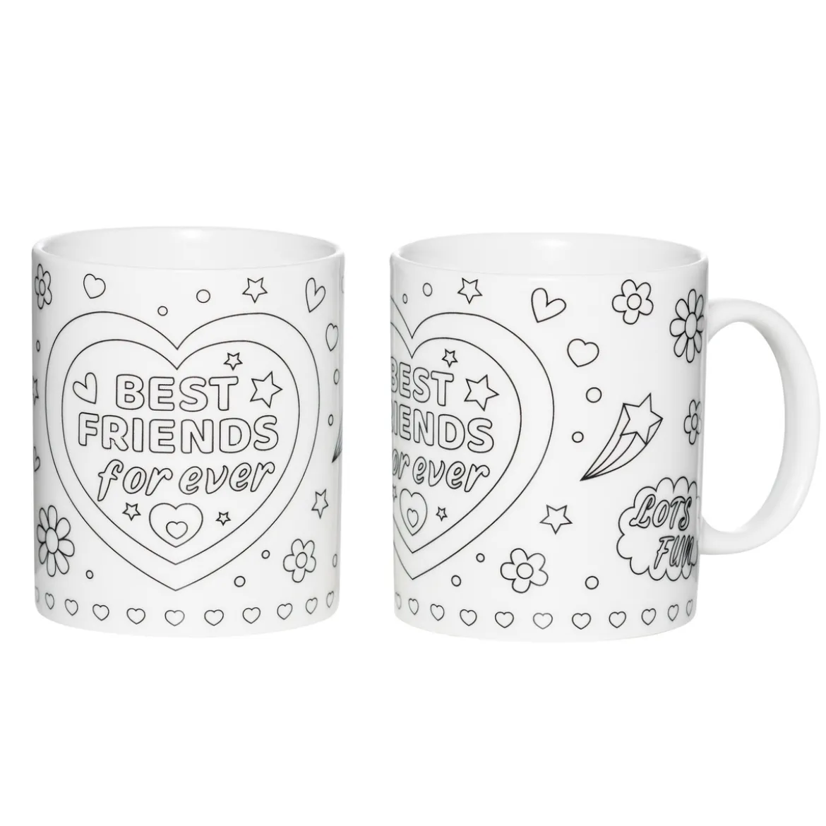 Sett med 2 stk. umalte krus – BFF = Best friends forever!