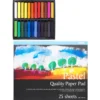 Sett med 24 tørrpastellkritt og pastellblokk 30×24 cm med 25 ark
