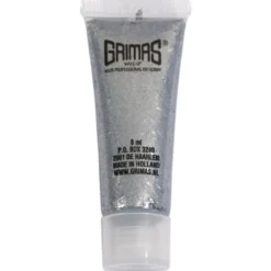 Shimmer gel 8 ml sølv, herlig glittersminke til fest og karneval