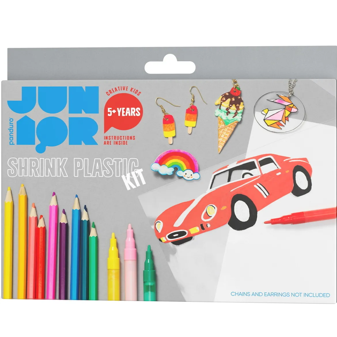 Shrink plastic kit – 10 ark med krympeplast, 12 tusjpenner og 24 fargeblyanter!