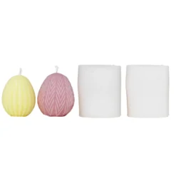 Silikonformer for å støpe lys – 2 mønstrede egg – Ø5,5-6 cm / 6-6,5 cm høyde