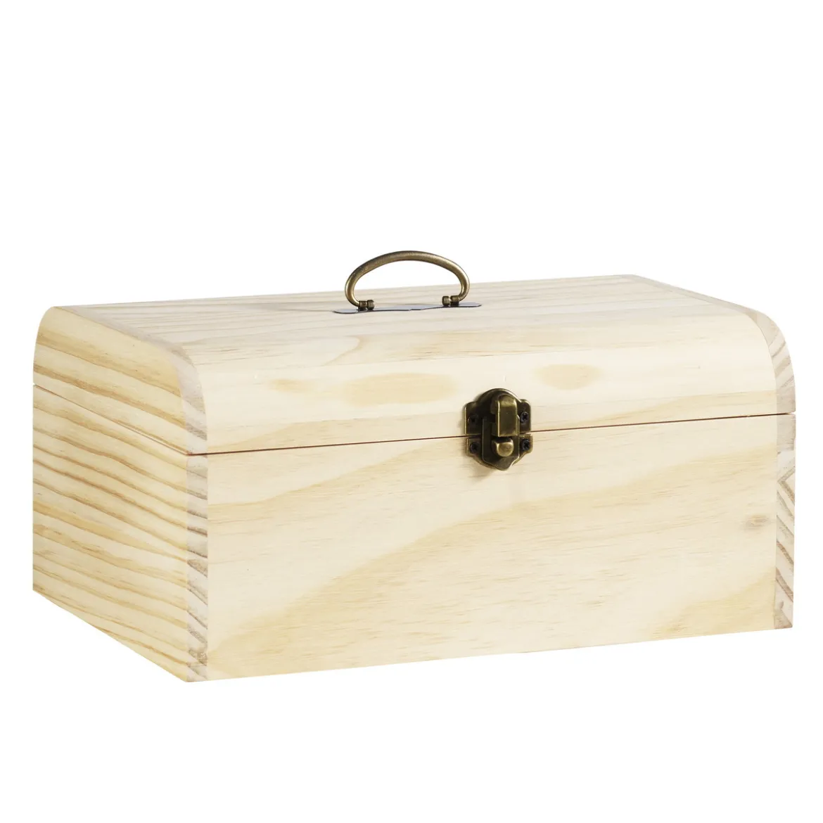 Skattkiste, oppbevaringskasse av tre med hvelvet lokk, 24,2×16×11,4 cm
