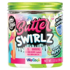 Slime Butter Swirls Jar Apple Green, grønt og hvitt slim. 100 gram