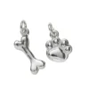 2 sølvfargede anheng / charms dyrelabb 10×12 mm, ben 8×17,7 mm