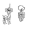 Sølvfargede anheng / charms, eikenøtt Ø6, lengde 10 mm, hjort 10×15 mm