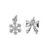 2 sølvfargede anheng / charms snøkrystall med strass Ø11 mm, sløyfe 12,5×11 mm