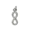 Sølvfarget anheng / charm evighetstegn / infinity strass 6×17 mm