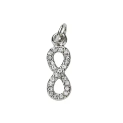 Sølvfarget anheng / charm evighetstegn / infinity strass 6×17 mm