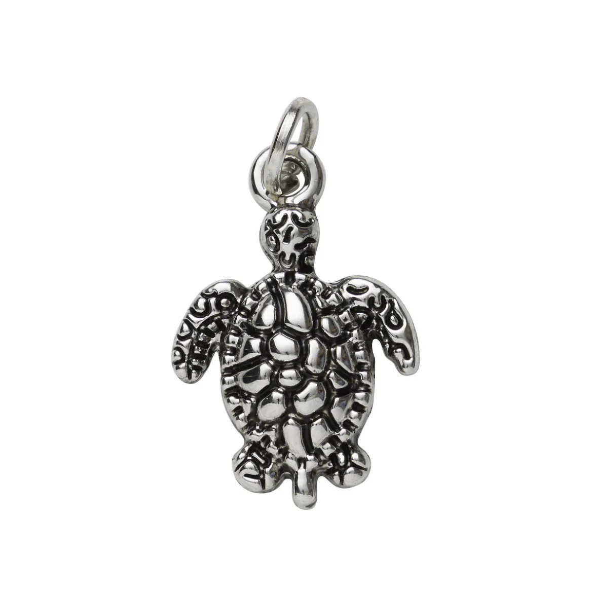 Sølvfarget anheng / charm skilpadde 12,8×19 mm