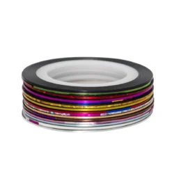 Smal 1 mm tape med metallicfarger på 1 rull, både ensfargede og mønstrede – 15 stk. à 16 m
