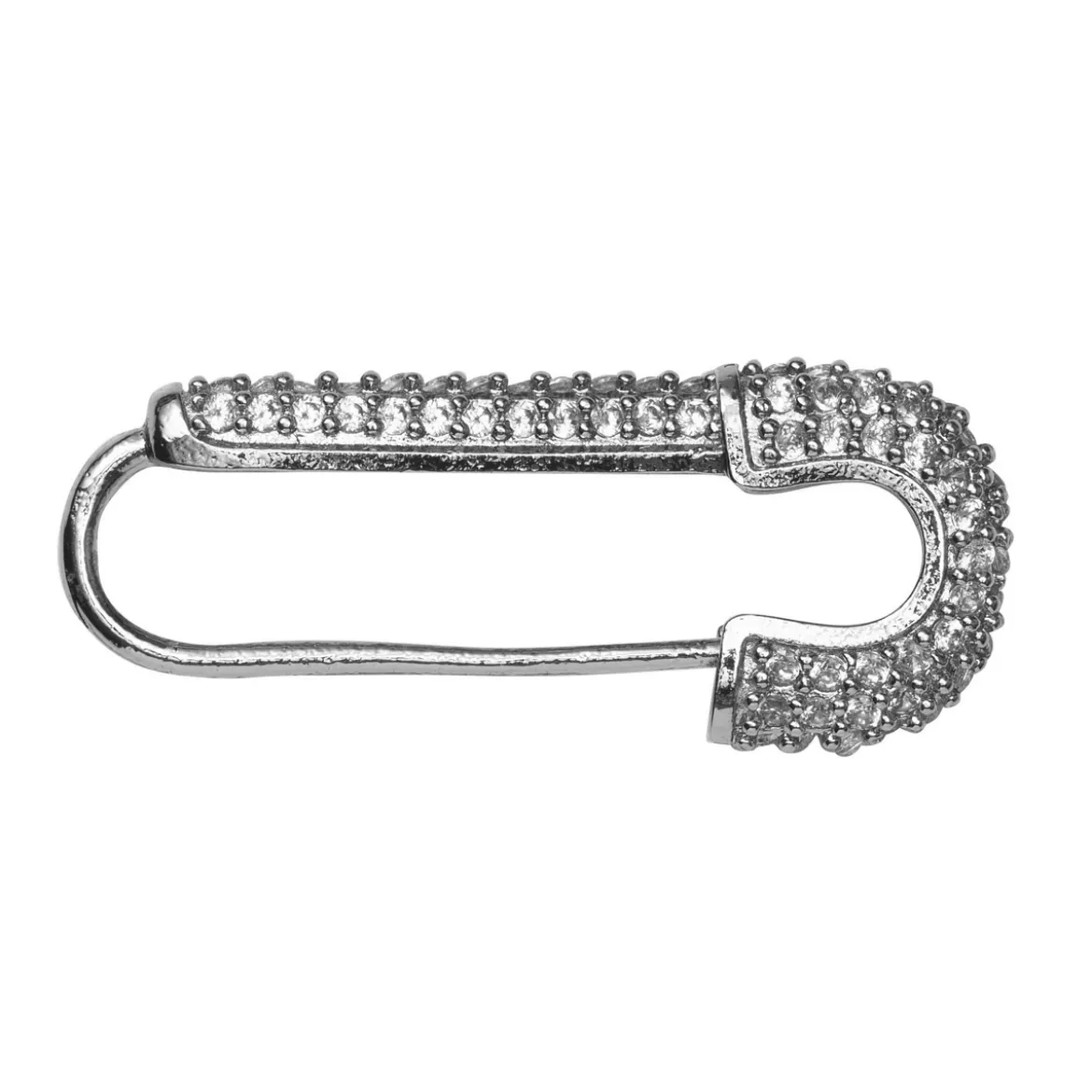 Smykkelås sikkerhetsnål med gnistrende steiner sølvfarget 26x10 mm