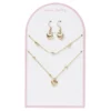 Smykkesett med gullfarget hjertetema – øredobber, armbånd og halskjede