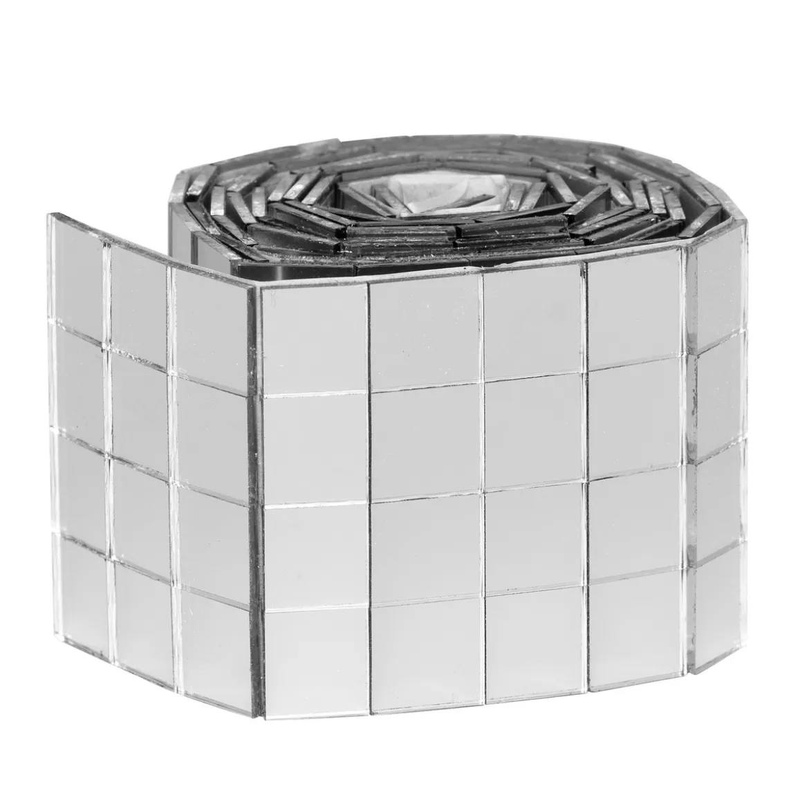 Speilmosaikk av sølvfarget glass på rull, selvklebende, 400 stk. 10×10 mm ruter