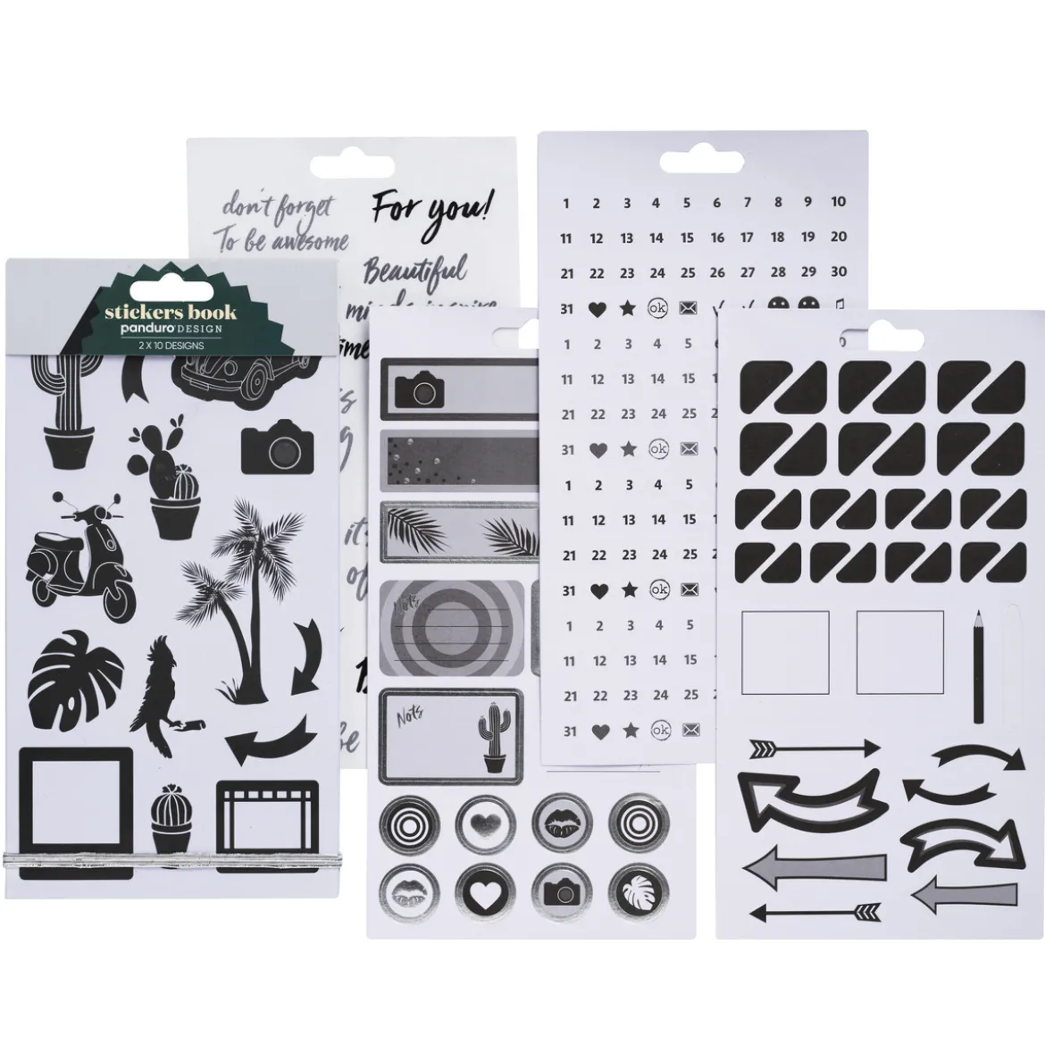 Stickersblokk Sort/Hvit 20ark