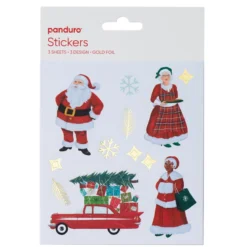 Stickers Julenisser, juleinspirerte klistremerker med ulike nisser, 3 ark, 12×13,5 cm