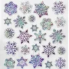 Stickers Jul, iriserende klistremerker med snøflak på hvit bakgrunn, 13×12 cm ark