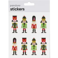 Stickers Jul, klistremerker med tykke 2 mm nøtteknekkere gullglitter, 8 stk.