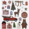 Stickers Jul, klistremerker med klassiske julemotiver i rødt, grønt og sølv, 13×12 cm ark