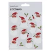 Stickers Jul, klistremerker semitransparente nisser, 9 stk. + 5 stk. kristtornblader