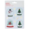 Stickers Jul og snøkuler, klistremerker med vinterlige snøkuler, 3 ark, 12×13,5 cm
