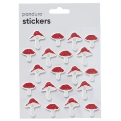Stickers Jul, tykke 2 mm klistremerker i form av fluesopper, 20 stk.
