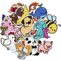 Stickers med søte og sprø dyr som er kawaii! Ca. 50 morsomme klistremerker