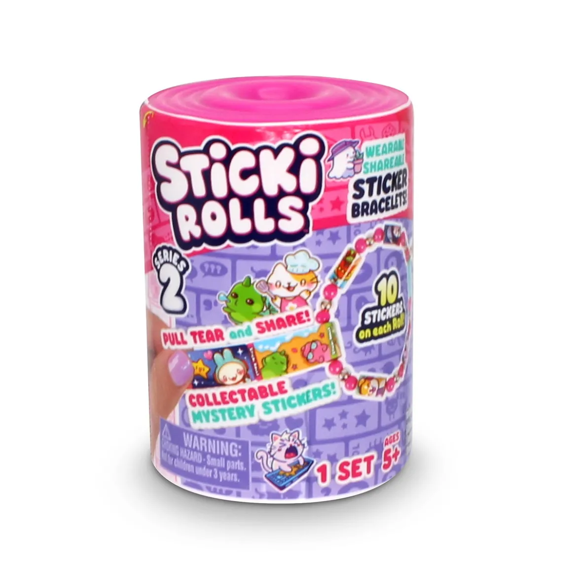 Sticki Rolls Surprise Capsule Series 2, overraskelsesarmbånd med 50 klistremerker!
