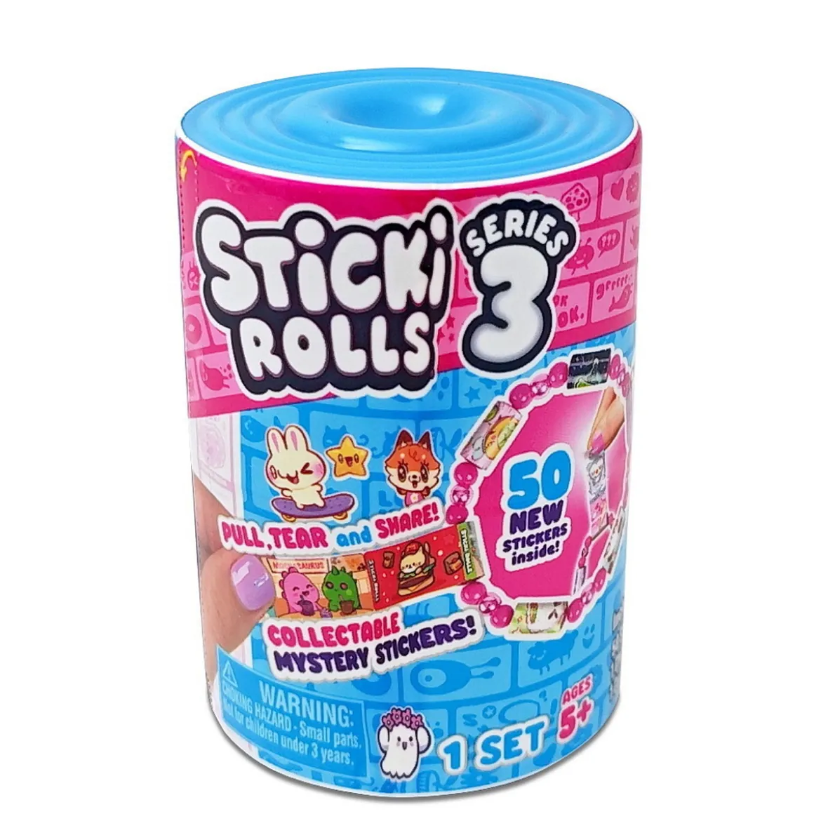 Sticki Rolls Surprise Capsule Series 3, overraskelsesarmbånd med 50 klistremerker!