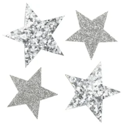 Stjerner m glitter 36 stk. sølv