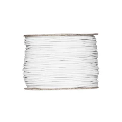 Strikkbånd, elastisk tråd, hvit – 50 meter, Ø1 mm tykkelse