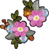 Strykemerker rosa blomster i 2 størrelser med masse detaljer 2 stk. 65×75 mm og 48×53 mm