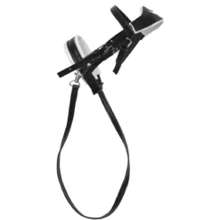 Svart ergonomisk bissel med tøyler til kjepphest og hobby horse