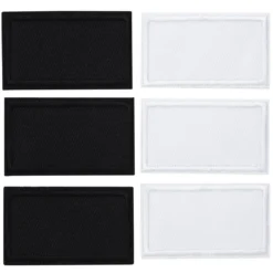 Symerker, broderimerker svarte og hvite, 4,6×2,7 cm, 6 stk.