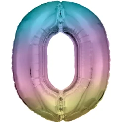 Tallballong 86 cm høy rainbow, tallet 0 – pynt bursdagsselskapet!