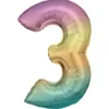 Tallballong 86 cm høy rainbow, tallet 3 – pynt bursdagsselskapet!