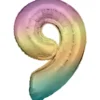 Tallballong 86 cm høy rainbow, tallet 9 – pynt bursdagsselskapet!