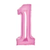 Tallballong 66 cm høy, rosa metallic 1-tall – pynt til bursdagsfesten!