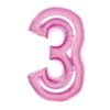 Tallballong 66 cm høy, rosa metallic 3-tall – pynt til bursdagsfesten!