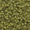 TOHO-perler 11/0 – olivengrønn frostet, 246FM Frosted yellow-lined black diamond