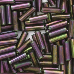 TOHO-perler bugle, avlange glassperler 6 mm metallic grønn