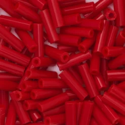 TOHO-perler bugle, avlange glassperler 6 mm mørkerød