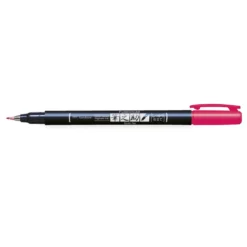 Tombow Brush Fudenosuke Hard Tip, penn med hard penselspiss og rødt blekk