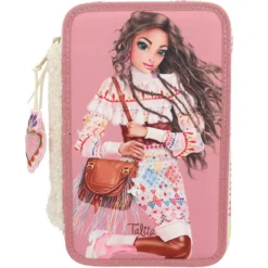TOPModel Cosy trippelpennal med en mengde penner og tilbehør! 13x20x7,5 cm