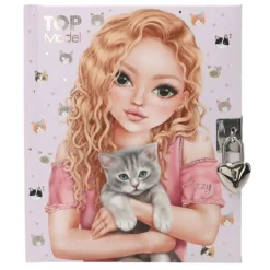 TOPModel Dagbok Kitty – kjempesøt dagbok med hengelås, 192 sider, 15,5×18,5 cm