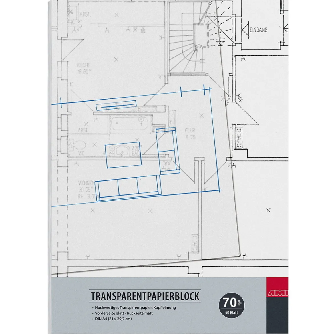 Transparent A4-blokk 70 g/m²