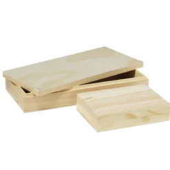 Treoppbevaring, to esker av tre, 27,5×13,5×4 cm / 15×11×3,7 cm