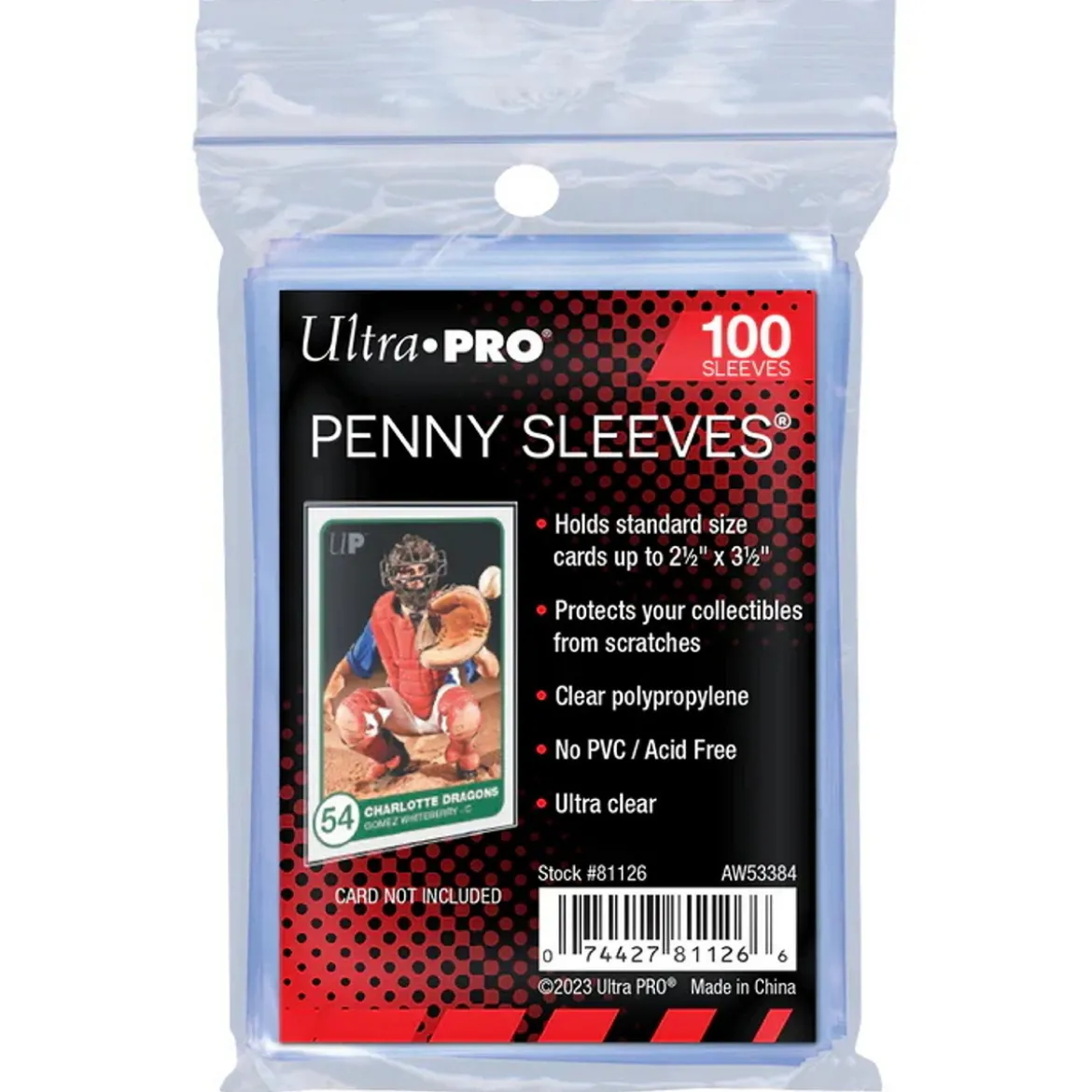 Ultra Pro Sleeves, 100-pakning plastlommer, kortlommer for samlekort. 64×89 mm