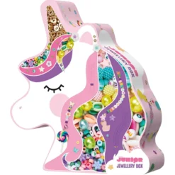 Unicorn smykkesett, kjempesøt enhjørningeske fylt med alt for å perle armbånd